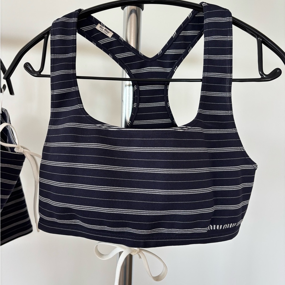 Mui Mui set Resort collectionStriped Navy Racerback Top Women